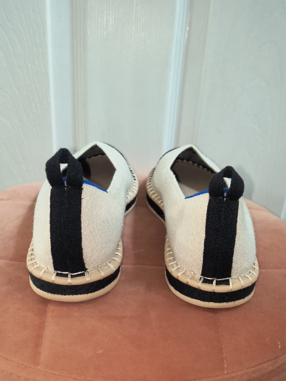 Rothy's The Espadrille Boardwalk Flats In Cream And Black Size 8.5 - Picture 7 of 9